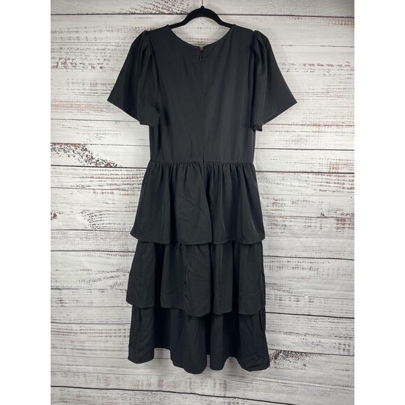 Charley's Boutique Dress Women's Large Tiered Ruffle Short Sleeve Midi Layered - Picture 10 of 11
